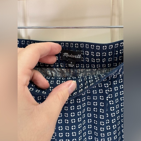 Madewell Navy Blue White Elastic Waist Dot Pattern Pants Size Small - Picture 3 of 7